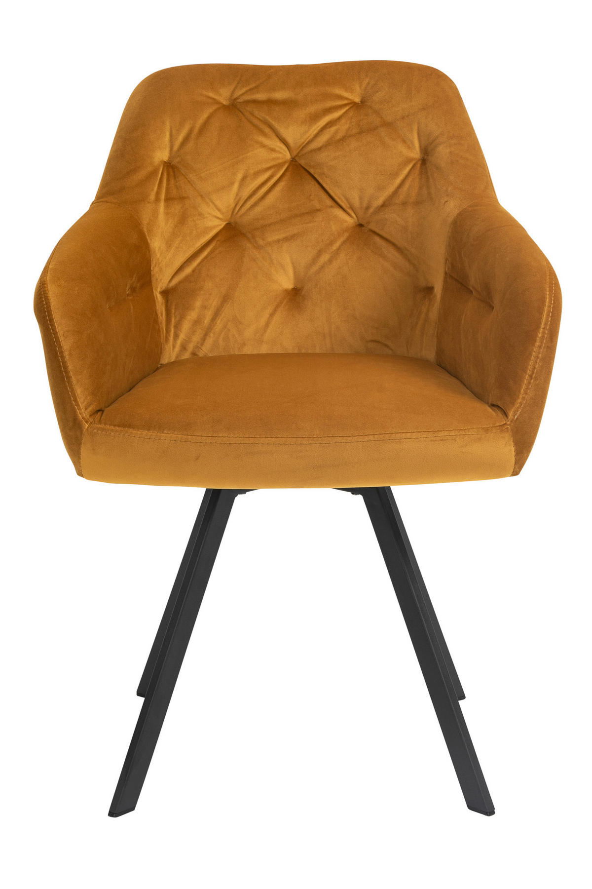 ARMLEHNSTUHL  in Samt  - Senfgelb/Schwarz, MODERN, Textil/Metall (61/85/62cm) - Livetastic
