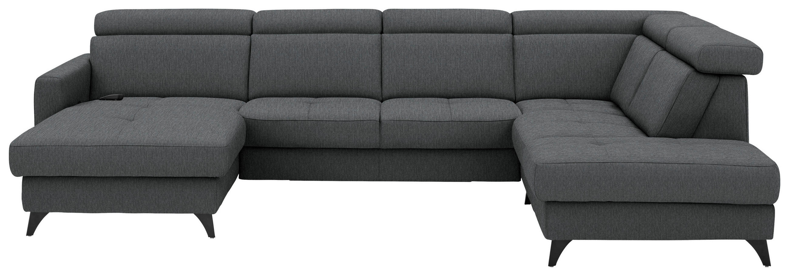 WOHNLANDSCHAFT Beldomo System in Flachgewebe Dunkelgrau  - Dunkelgrau/Schwarz, KONVENTIONELL, Textil/Metall (174/333/215cm) - Beldomo System