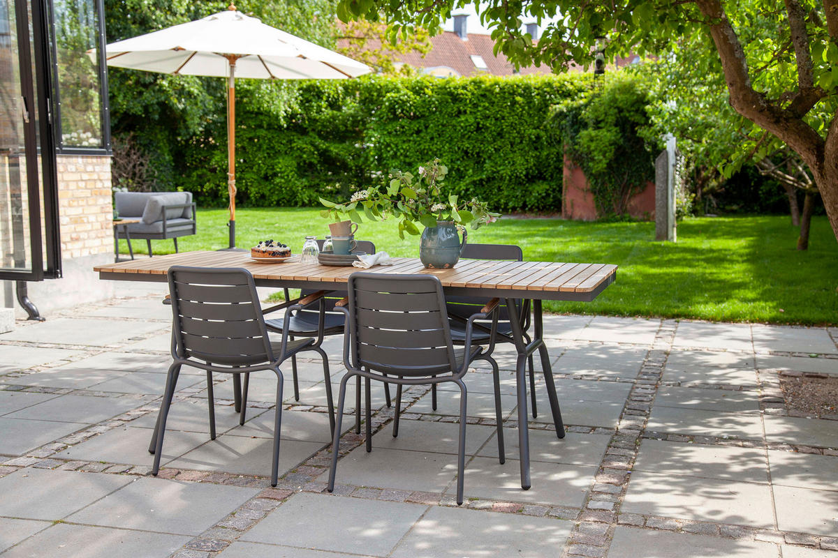 GARTENTISCHGRUPPE  - Anthrazit/Teakfarben, Natur, Holz/Metall (198/74/138cm) - Gardenson