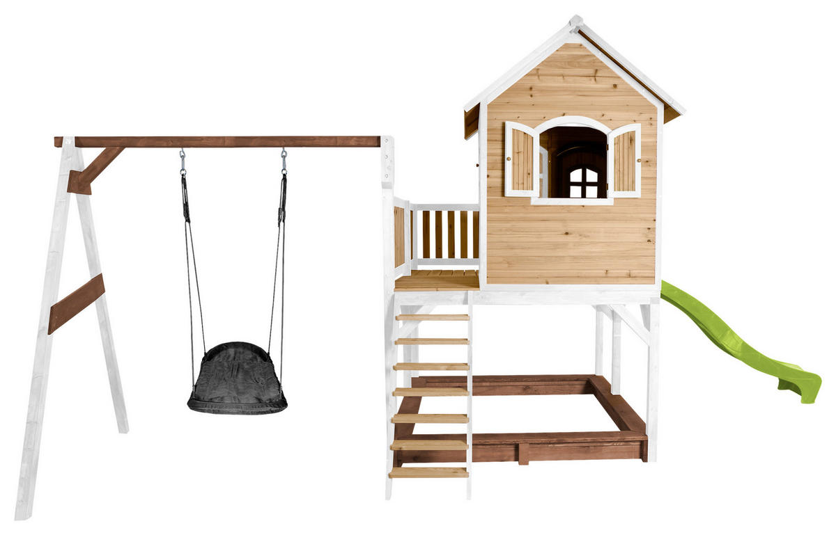 SPIELTURM 613/291/277 cm  - Braun/Weiß, KONVENTIONELL, Holz (613/291/277cm) - Ambia Garden