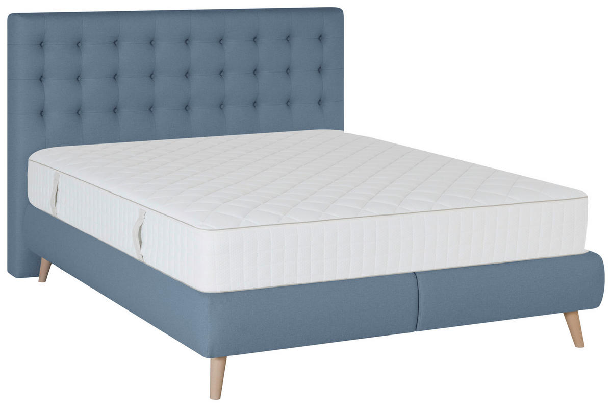 BOXSPRINGBETT 180/200 cm  in Blau  - Blau, Design, Holz/Textil (180/200cm) - Carryhome