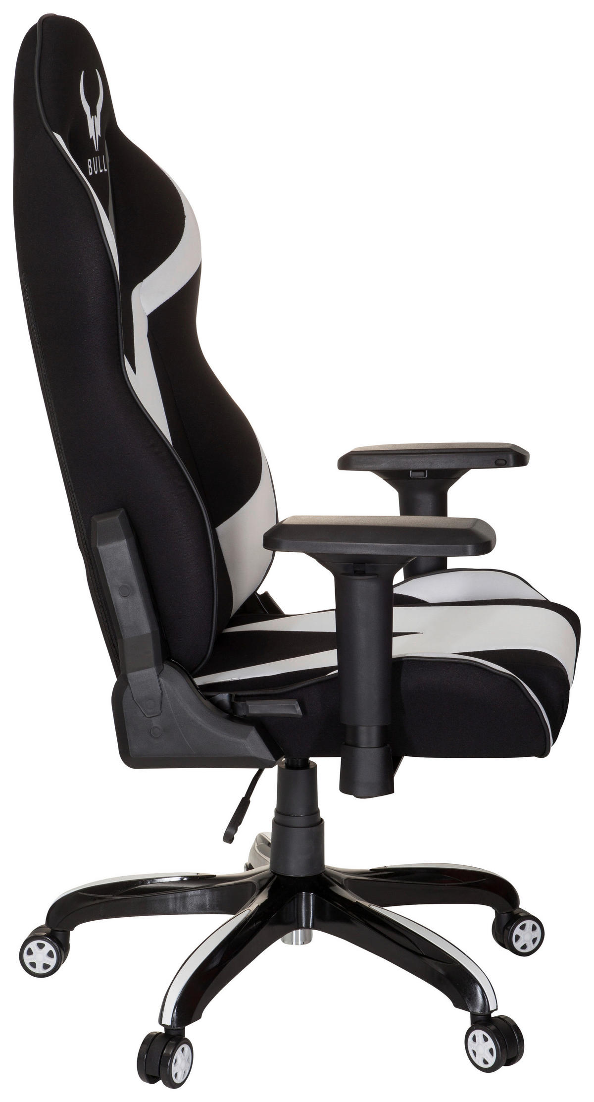 GAMINGSTUHL Schwarz, Weiß Textil   - Schwarz/Weiß, MODERN, Kunststoff/Textil (74/133/67cm) - MID.YOU