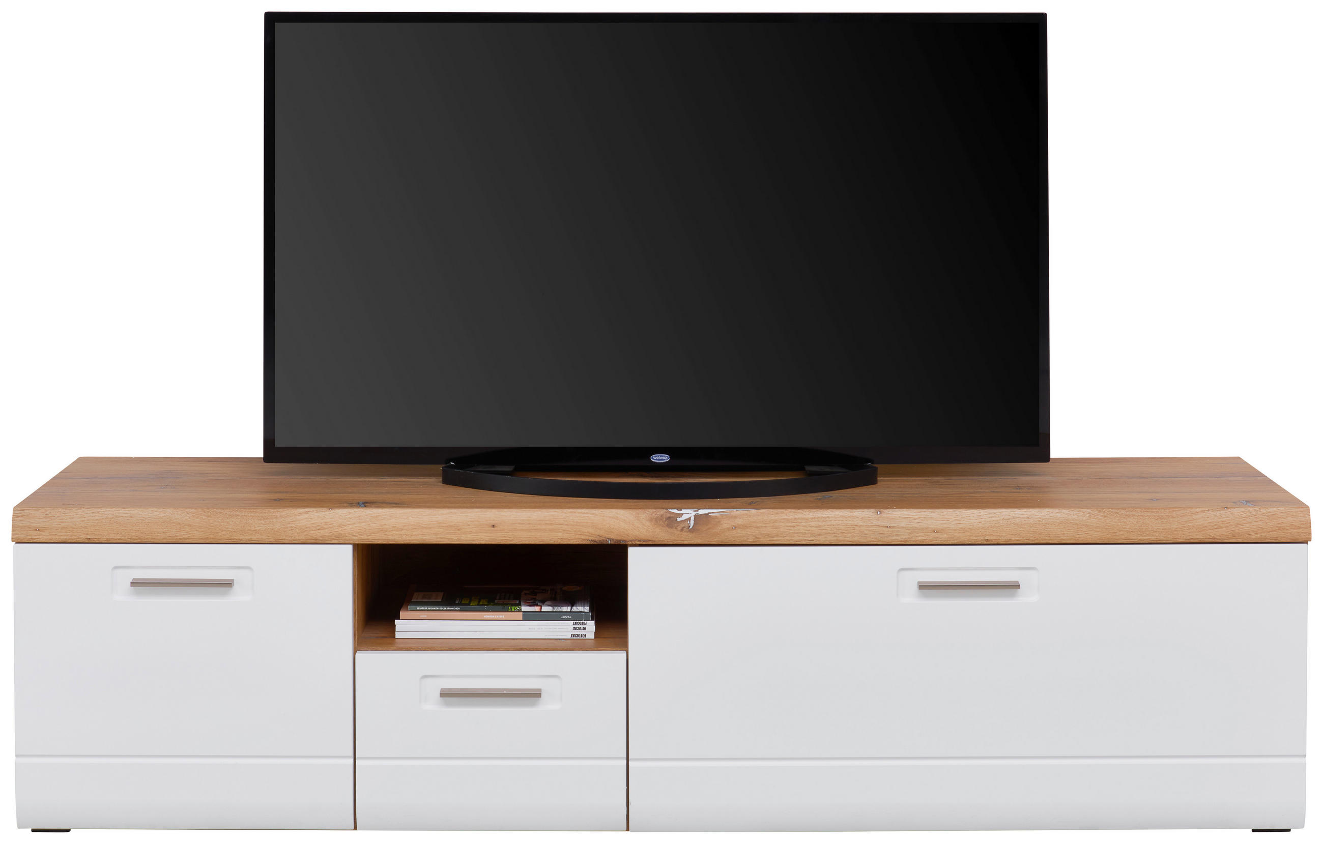 Tv-lowboard Auris B: 190 Cm Eiche Dekor/weiß Matt
