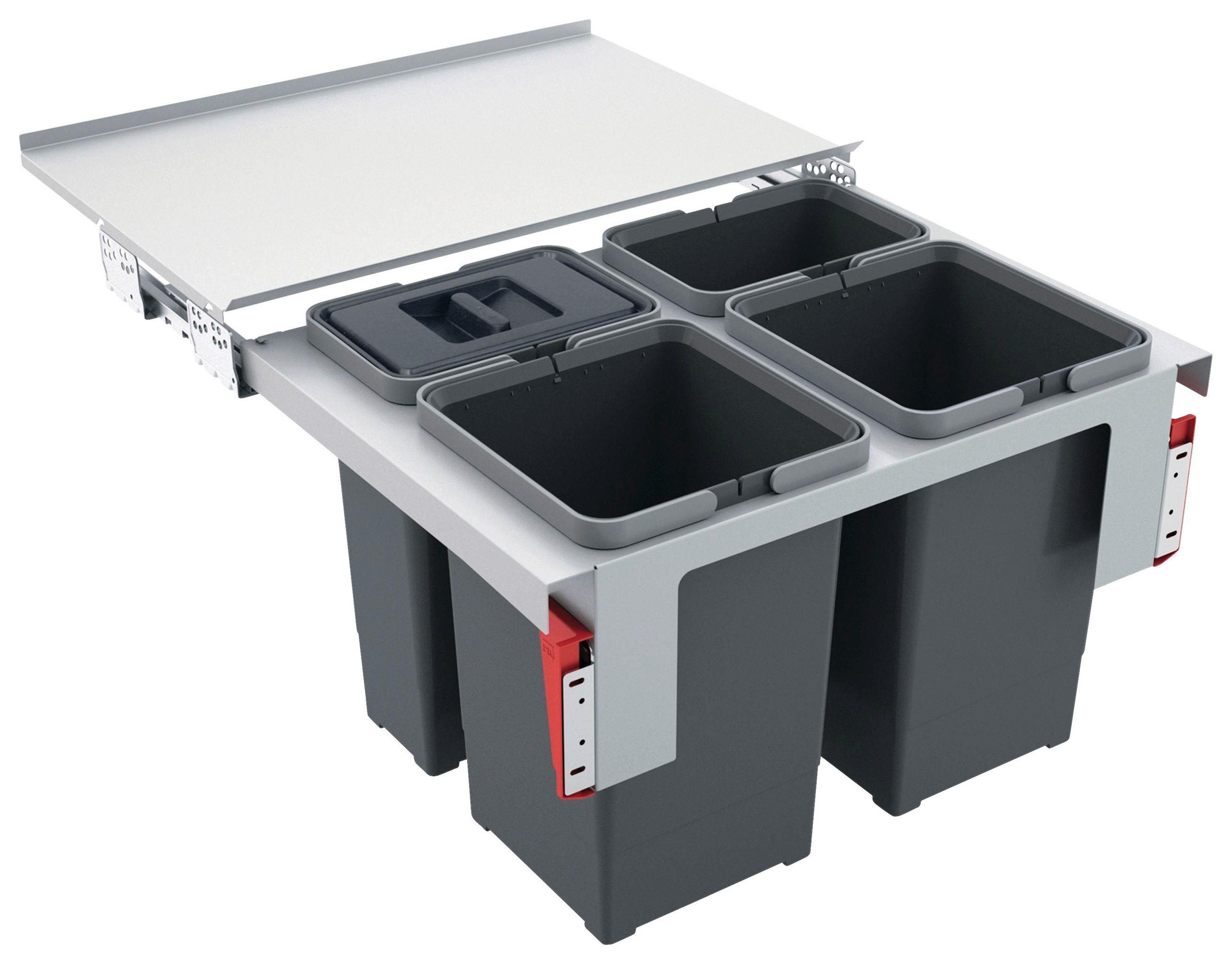 EINBAUABFALLSAMMLER 2 x 8L/ 2 x 12 L  - Edelstahlfarben/Grau, Basics, Kunststoff/Metall (56,2-56,8/36,0/39,9cm) - Franke