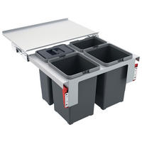 EINBAUABFALLSAMMLER 2 x 8L/ 2 x 12 L  - Edelstahlfarben/Grau, Basics, Kunststoff/Metall (56,2-56,8/36,0/39,9cm) - Franke