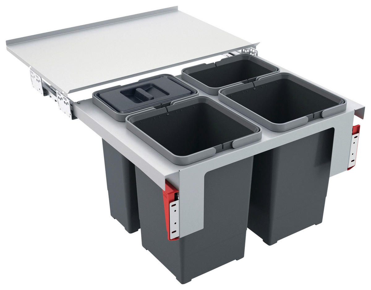 EINBAUABFALLSAMMLER 2 x 8L/ 2 x 12 L  - Edelstahlfarben/Grau, Basics, Kunststoff/Metall (56,2-56,8/36,0/39,9cm) - Franke
