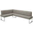 ECKBANK 174/233 cm in Chromfarben, Ecru - Chromfarben/Ecru, Design, Textil/Metall (174/233cm) - Novel