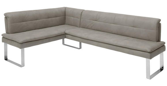 ECKBANK 174/233 cm in Chromfarben, Ecru - Chromfarben/Ecru, Design, Textil/Metall (174/233cm) - Novel