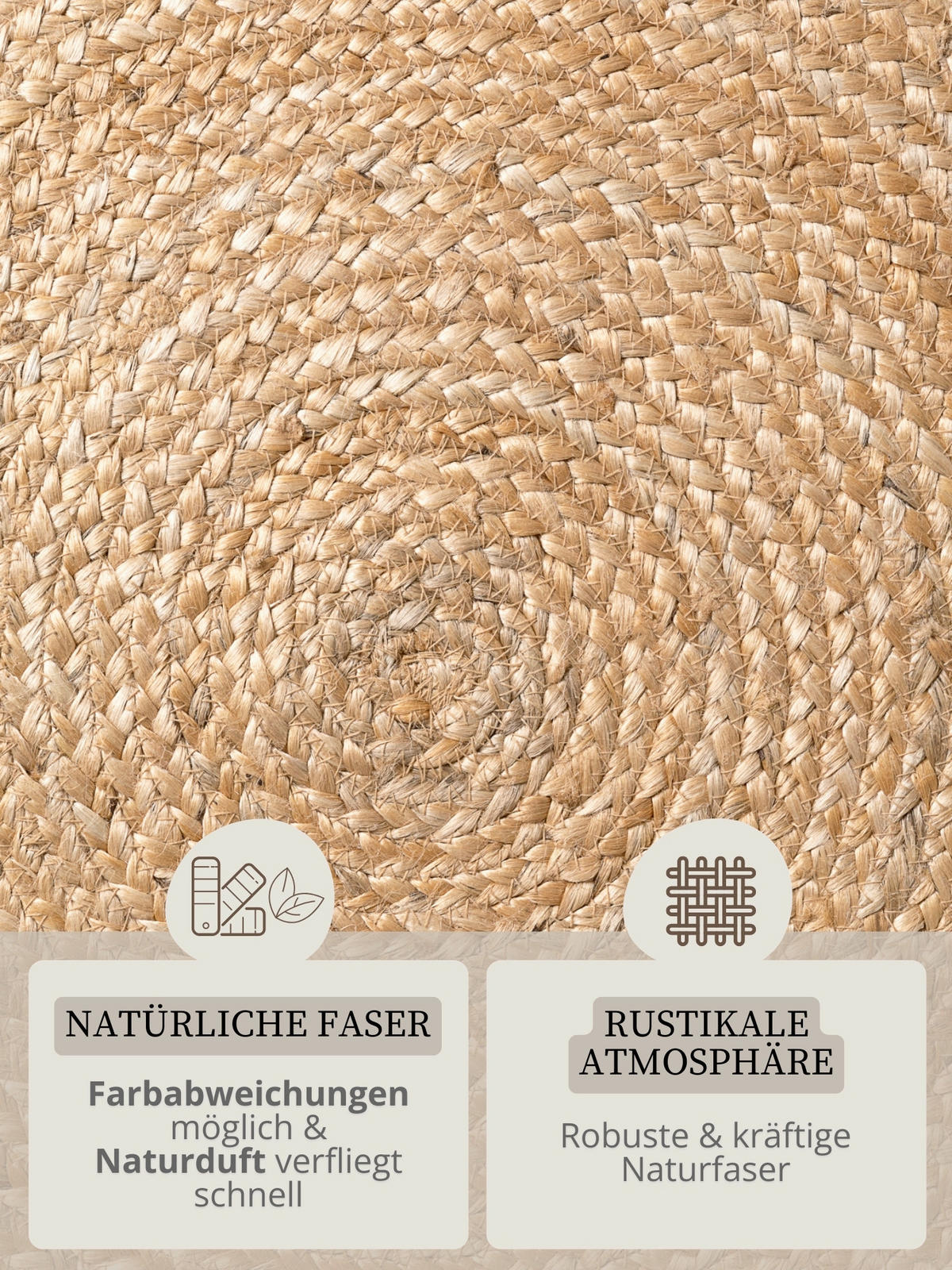 JUTETEPPICH 150 cm Jute Braided Goldbraun rund  - Goldbraun, Basics, Textil (150cm) - Hanse Home