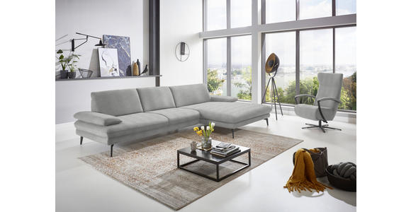 ECKSOFA in Chenille Ecru 310/180 cm - Ecru/Schwarz, Design, Textil/Metall (310/180cm) - Dieter Knoll