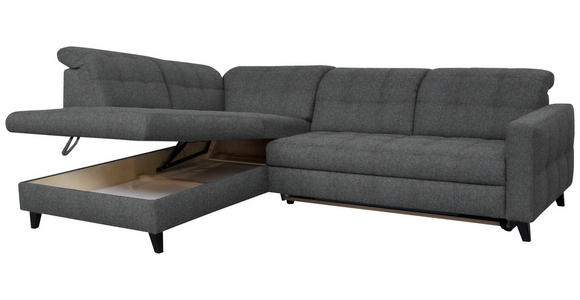 ECKSOFA in Webstoff Dunkelgrau 216/297 cm - Dunkelgrau/Schwarz, Design, Holz/Textil (216/297cm) - Xora