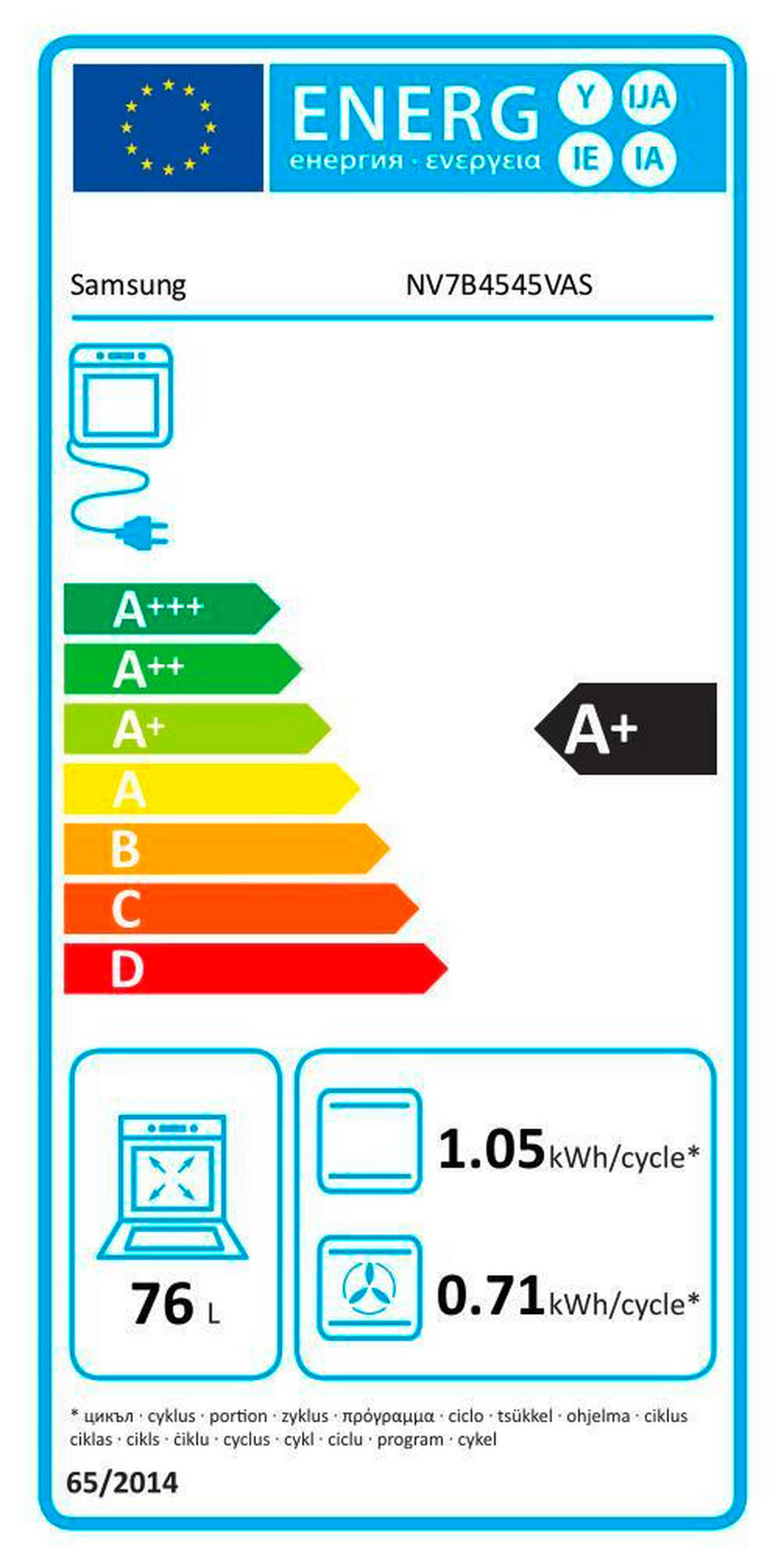 BACKOFEN NV7B4545VAS/U3  - Silberfarben, Design, Glas/Keramik (59,5/59,6/57,1cm) - Samsung
