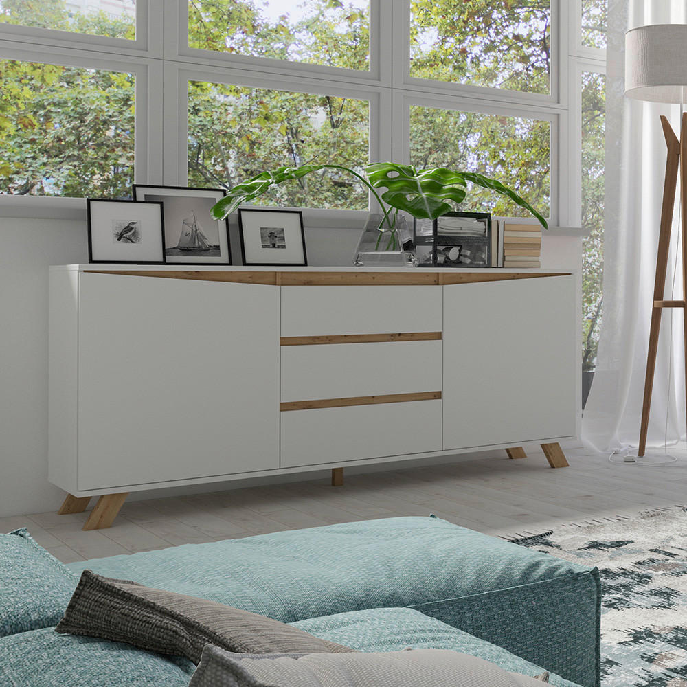 SIDEBOARD Valentin  in 180/76/38 cm  - Weiß/Eiche Artisan, MODERN, Holzwerkstoff (180/76/38cm) - MID.YOU