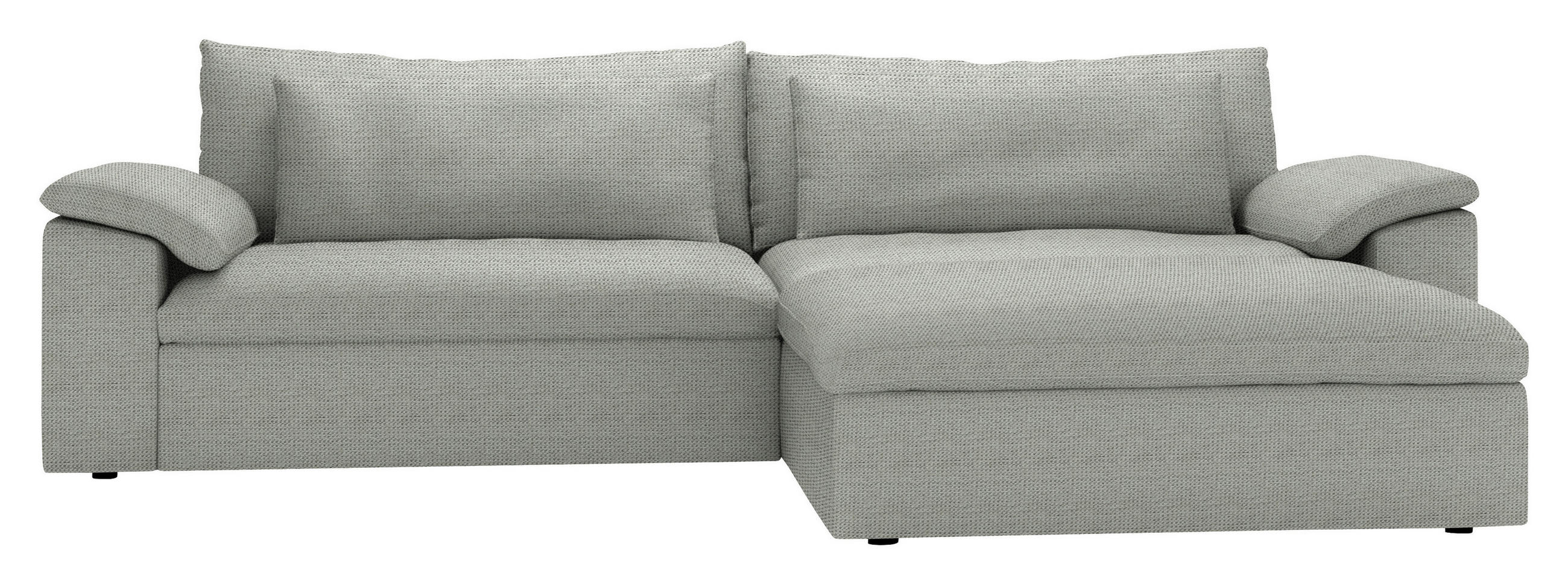 ECKSOFA 306/198 cm  in Chenille Greige Rückenkissen, Nierenkissen, Armlehnenkissen, Rücken echt  306/198 cm  - Greige/Schwarz, MODERN, Kunststoff/Textil (306/198cm) - Carryhome