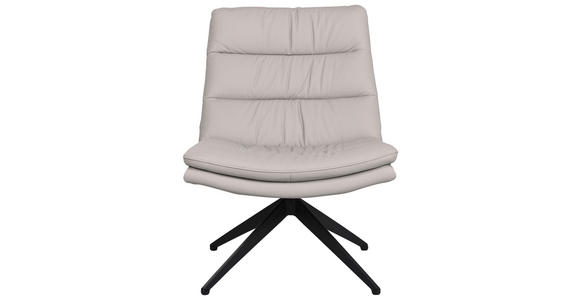 DESIGNSESSEL in Echtleder Hellgrau  - Hellgrau/Schwarz, Design, Leder/Metall (62.5/82/80cm) - Dieter Knoll