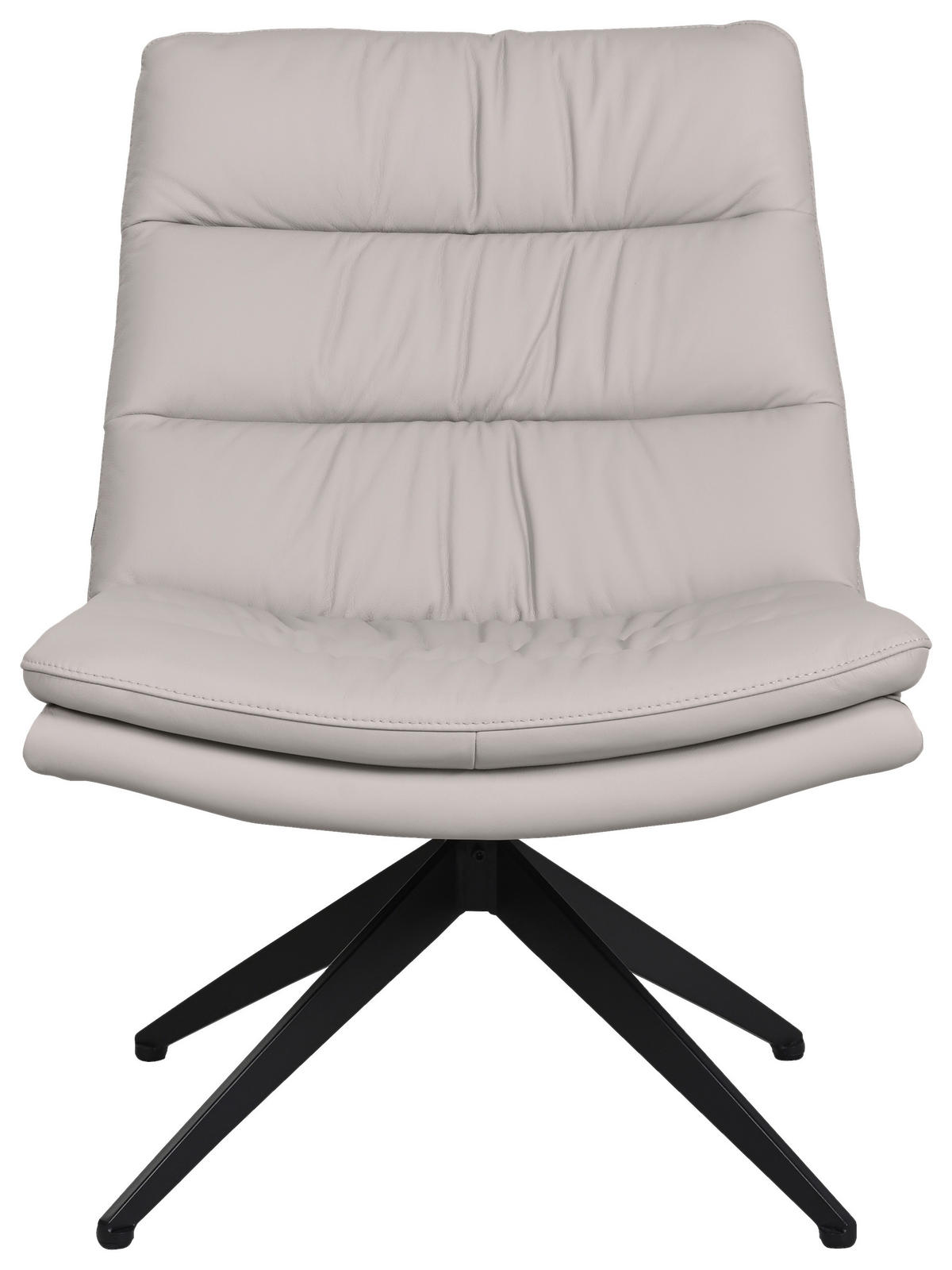 DESIGNSESSEL in Echtleder Hellgrau  - Hellgrau/Schwarz, Design, Leder/Metall (62.5/82/80cm) - Dieter Knoll