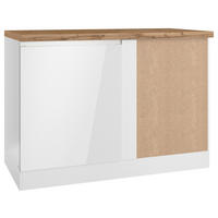 HÖRNBÄNKSKÅP 120/86/60 cm  i vit, ek Wotan, vit högglans  - vit/ek Wotan, Lifestyle, trämaterial (120/86/60cm) - Held