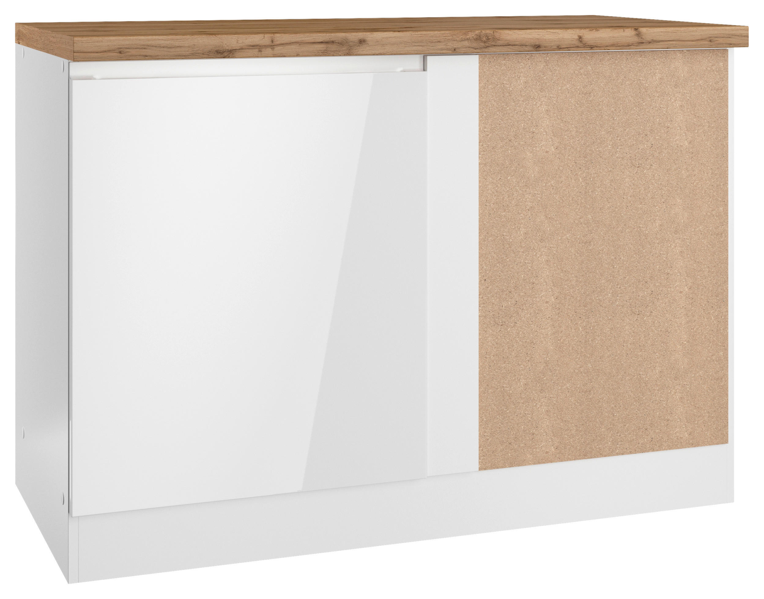 Held Eckunterschrank Weiß, Eiche Wotan, Weiß Hochglanz 120x86x60 cm