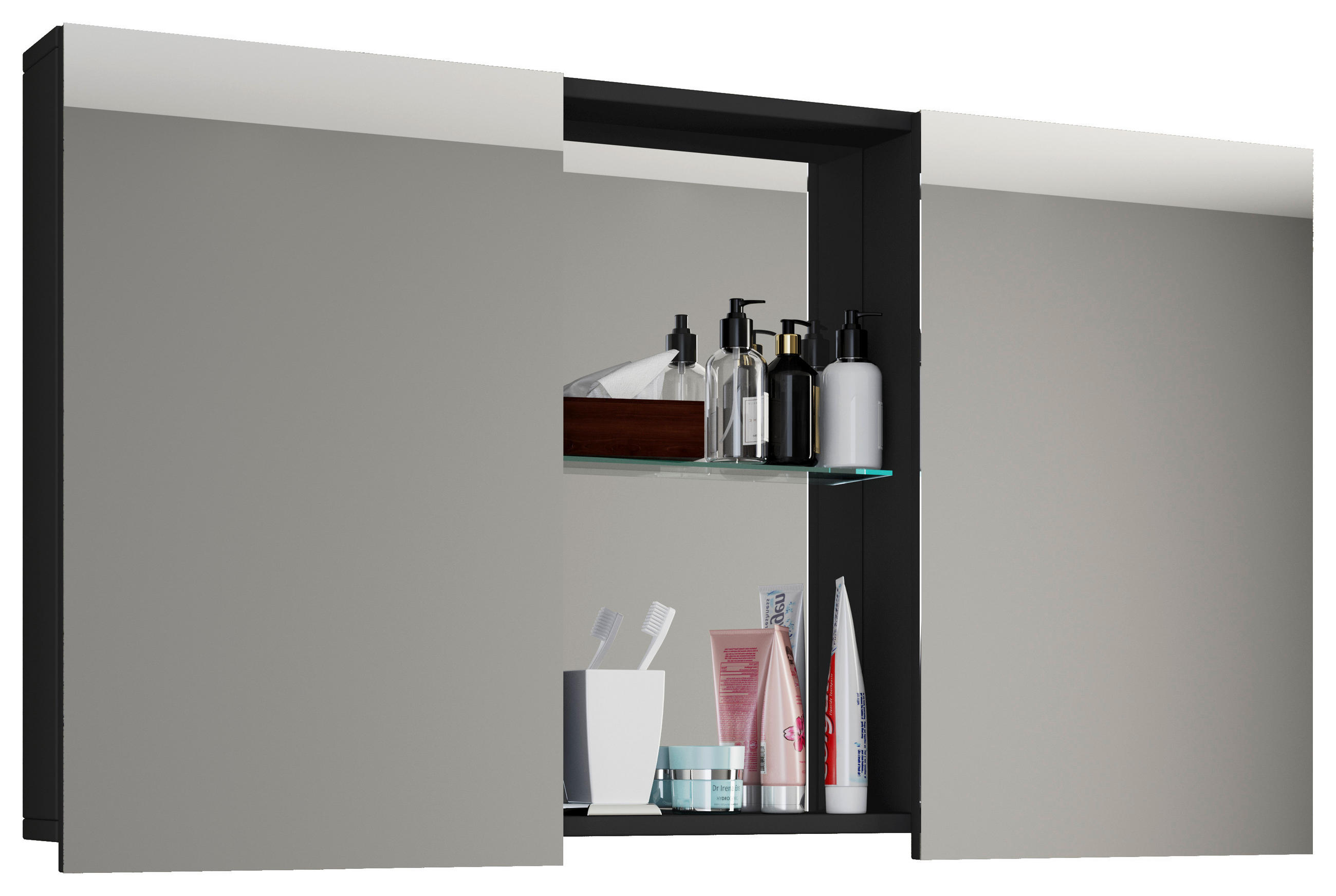 SPIEGELSCHRANK 112/59/12 cm  - Schwarz, MODERN (112/59/12cm) - MID.YOU