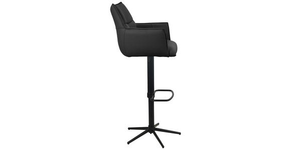 BARHOCKER Echtleder Schwarz Eisen Sitzfläche 360° drehbar - Schwarz, Design, Leder/Metall (54/96-121/56cm) - Novel