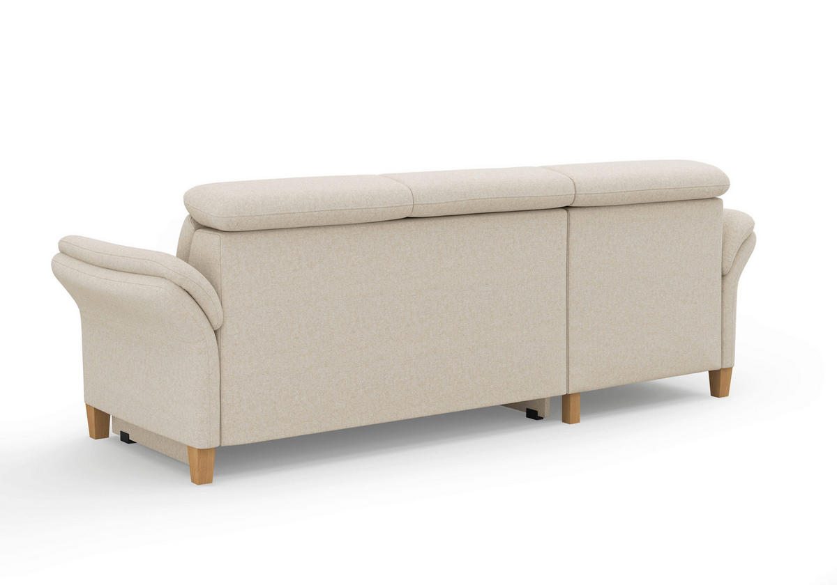 ECKSOFA Flachgewebe Creme  - Eichefarben/Creme, Konventionell, Holz/Textil (166/253cm) - Sit & More