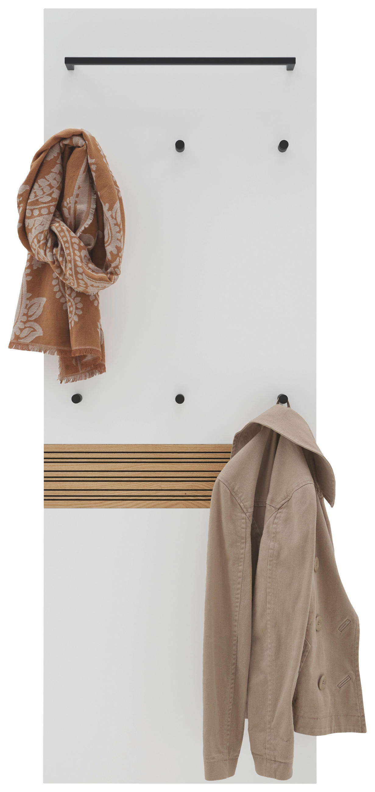 Dieter Knoll Garderobenpaneel Anthrazit, Weiß, Eiche 60x170x10 cm