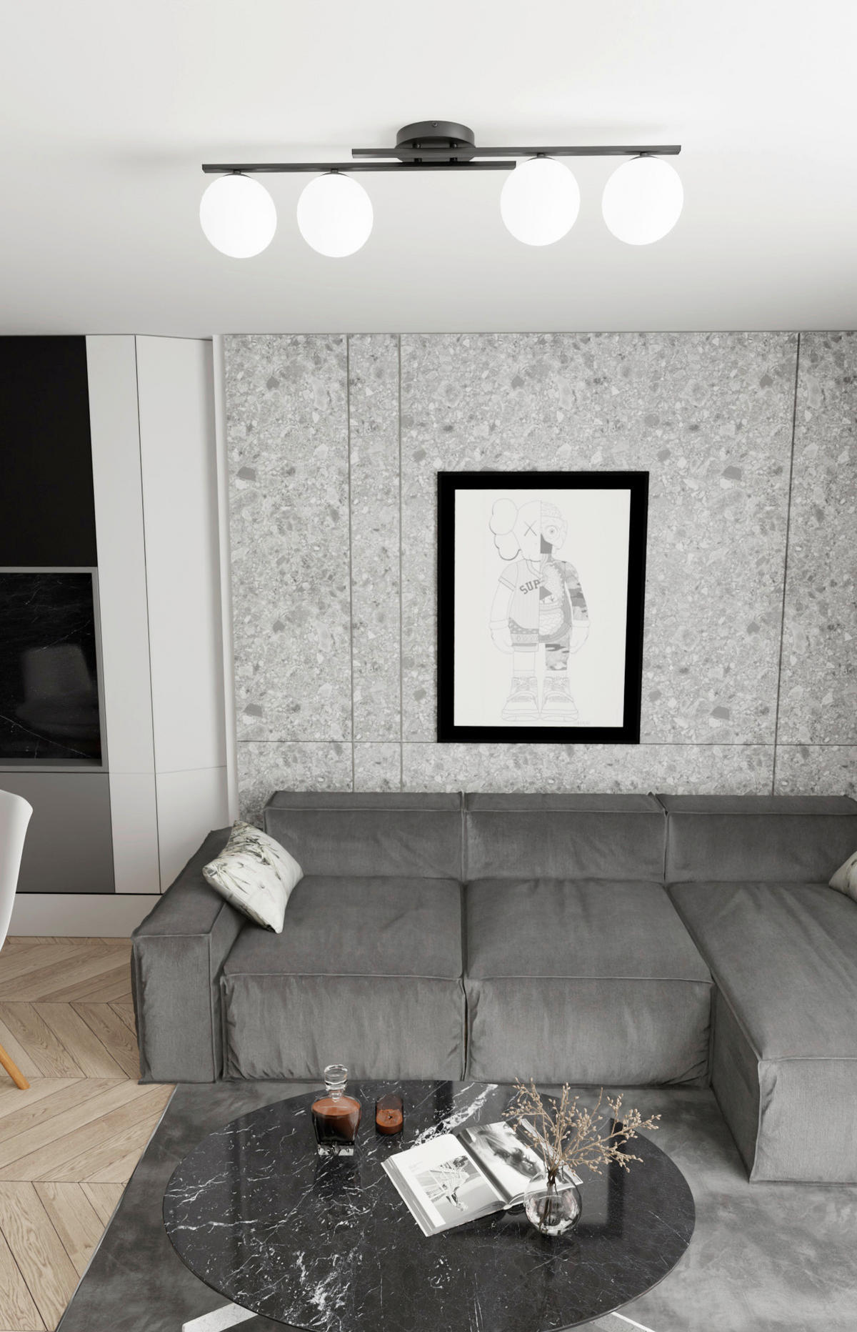 DECKENLEUCHTE 84/29/19 cm  - Schwarz, KONVENTIONELL, Glas/Metall (84/29/19cm)