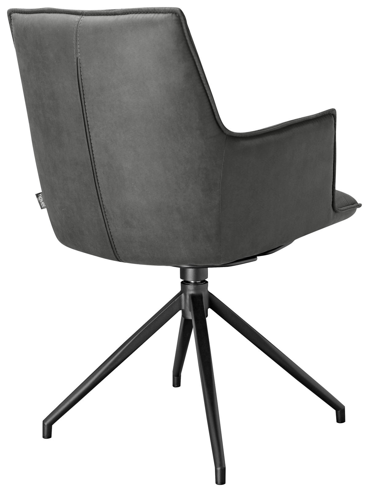 ARMLEHNSTUHL  in Eisen Mikrofaser  - Dunkelgrau/Schwarz, Design, Textil/Metall (59/88,5/62cm) - Novel