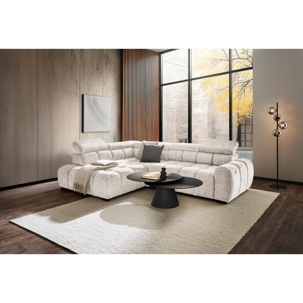 Thumbnail - Welnova Ecksofa, Creme, Textil, 4-Sitzer, Ottomane links, 297x205 cm, Rücken echt, elektrischer Sitzvorzug, Wohnzimmer, ...