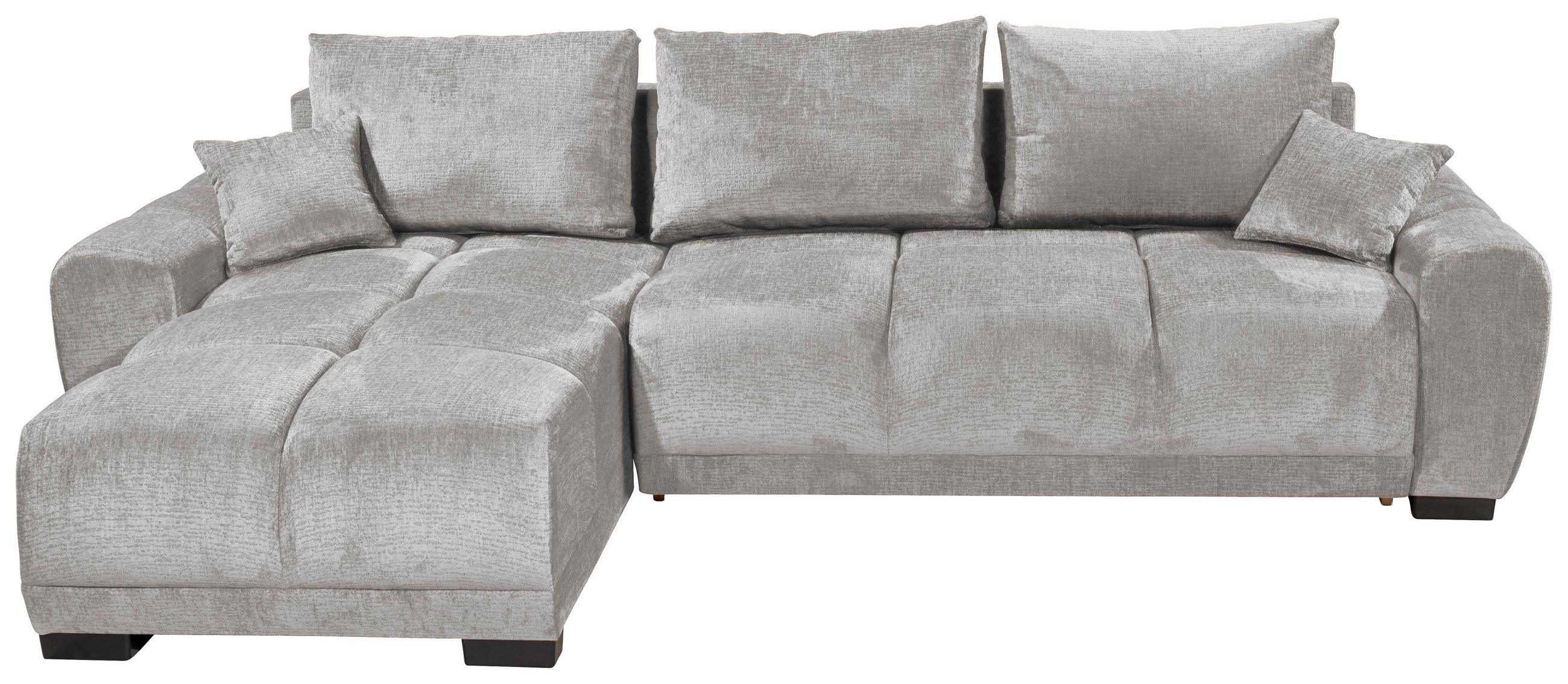 HÖRNBÄDDSOFFA 3-sits i chenille silver  - silver/svart, Basics, textil/plast (294/183cm) - Livetastic