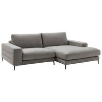 ECKSOFA in Velours Greige  - Greige/Schwarz, Design, Textil/Metall (253/177cm) - Dieter Knoll