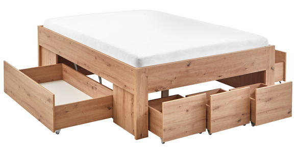 STAURAUMBETT 140/200 cm in Eiche Artisan - Eiche Artisan, KONVENTIONELL, Holzwerkstoff (140/200cm) - Carryhome