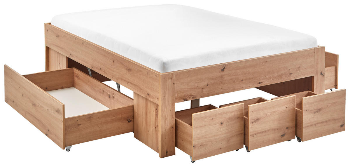 POSTEĽ S ÚLOŽNÝM PRIESTOROM, 140/200 cm dub artisan - dub artisan, Konventionell, kompozitné drevo (140/200cm) - Carryhome