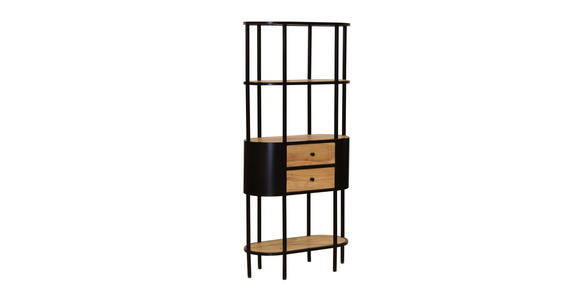 STANDREGAL 78/172/36 cm Schwarz, Akaziefarben - Schwarz/Akaziefarben, Trend, Holz/Metall (78/172/36cm) - Ambia Home