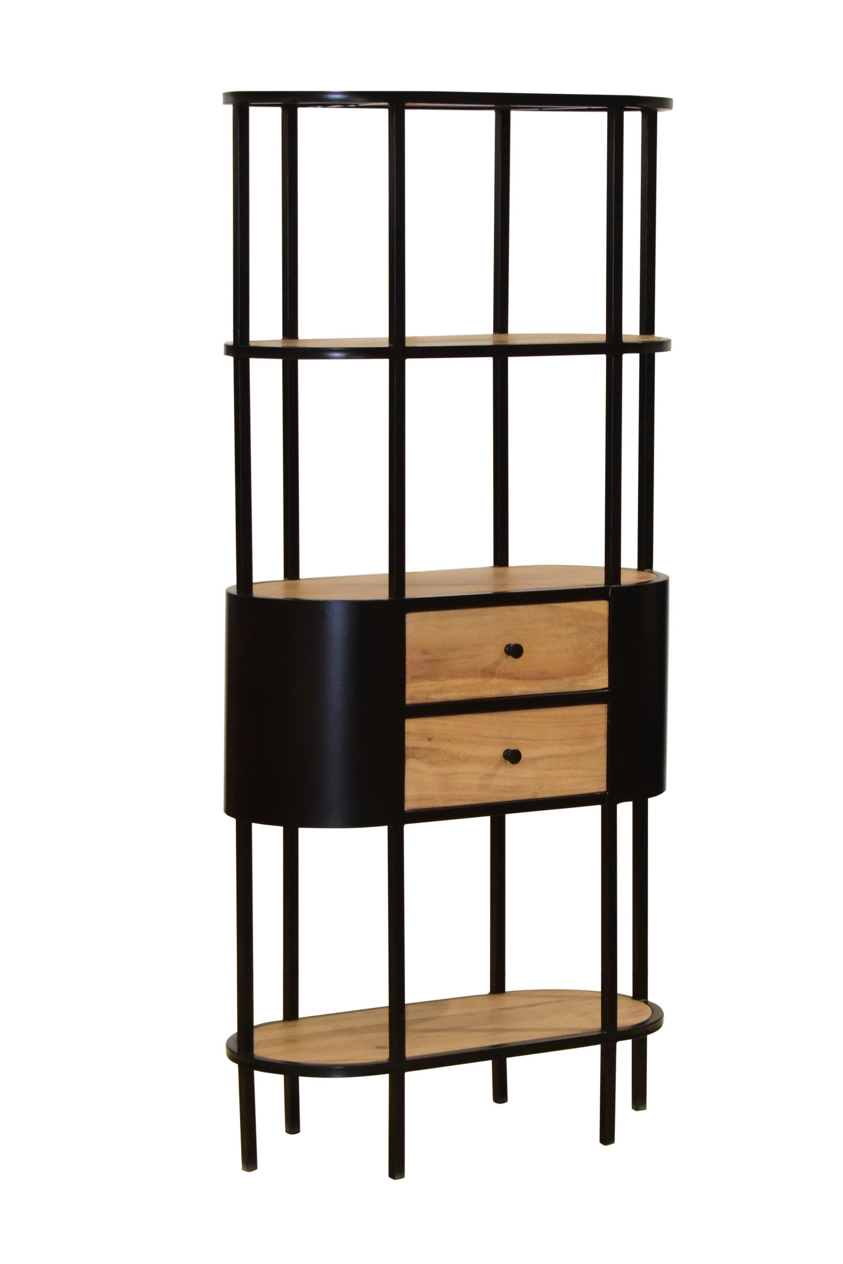 Ambia Home STOJACÍ REGÁL, černá, barvy akácie, železo, akácie, 78/172/36 cm