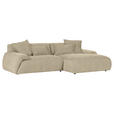 ECKSOFA Beige Flachgewebe  - Beige/Schwarz, KONVENTIONELL, Kunststoff/Textil (274/174cm) - Carryhome