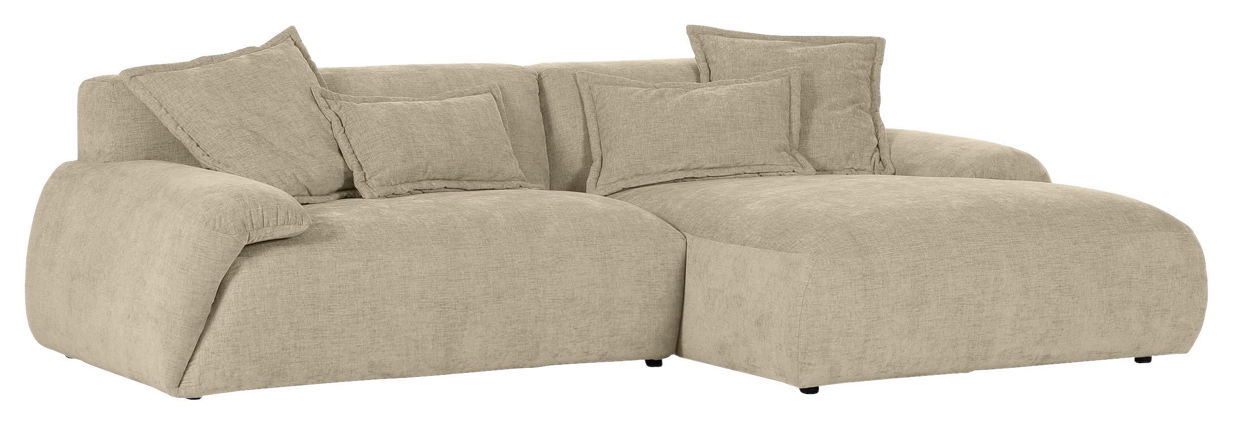 ECKSOFA in Flachgewebe Beige  274/174 cm  - Beige/Schwarz, KONVENTIONELL, Kunststoff/Textil (274/174cm) - Carryhome