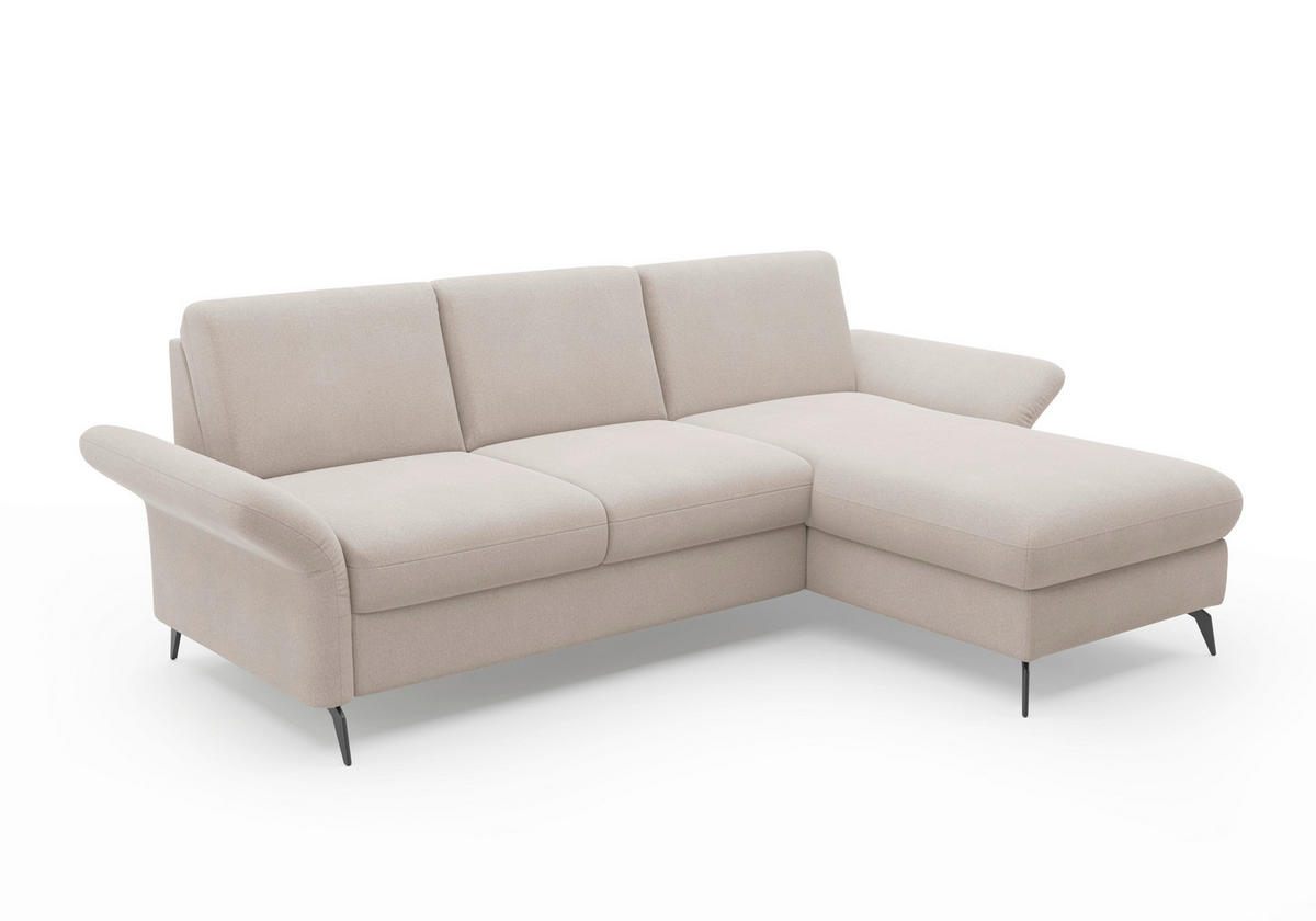 ECKSOFA in Flachgewebe Greige  251/164 cm  - Greige/Schwarz, KONVENTIONELL, Textil/Metall (251/164cm) - Sit & More