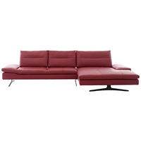 ECKSOFA in Echtleder Rot  - Rot/Schwarz, Modern, Leder/Metall (342/158cm) - Chilliano