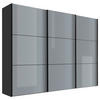 SCHWEBETÜRENSCHRANK in Hellgrau, Dunkelgrau  - Dunkelgrau/Hellgrau, Konventionell, Glas/Holzwerkstoff (249/222/68cm) - Moderano