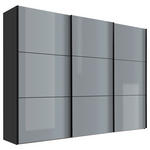 SCHWEBETÜRENSCHRANK  in Hellgrau, Dunkelgrau  - Dunkelgrau/Hellgrau, KONVENTIONELL, Glas/Holzwerkstoff (249/222/68cm) - Moderano