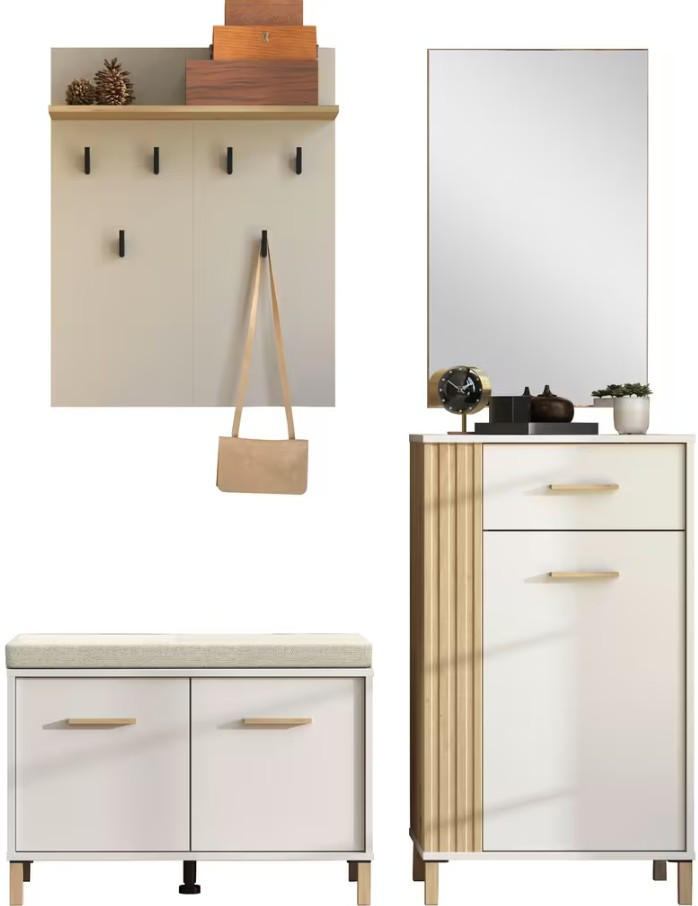 GARDEROBE 4-teilig  in 139,5/192,5/40 cm  - Kaschmir/Eiche Artisan, Basics, Glas/Holzwerkstoff (139,5/192,5/40cm) - Carryhome