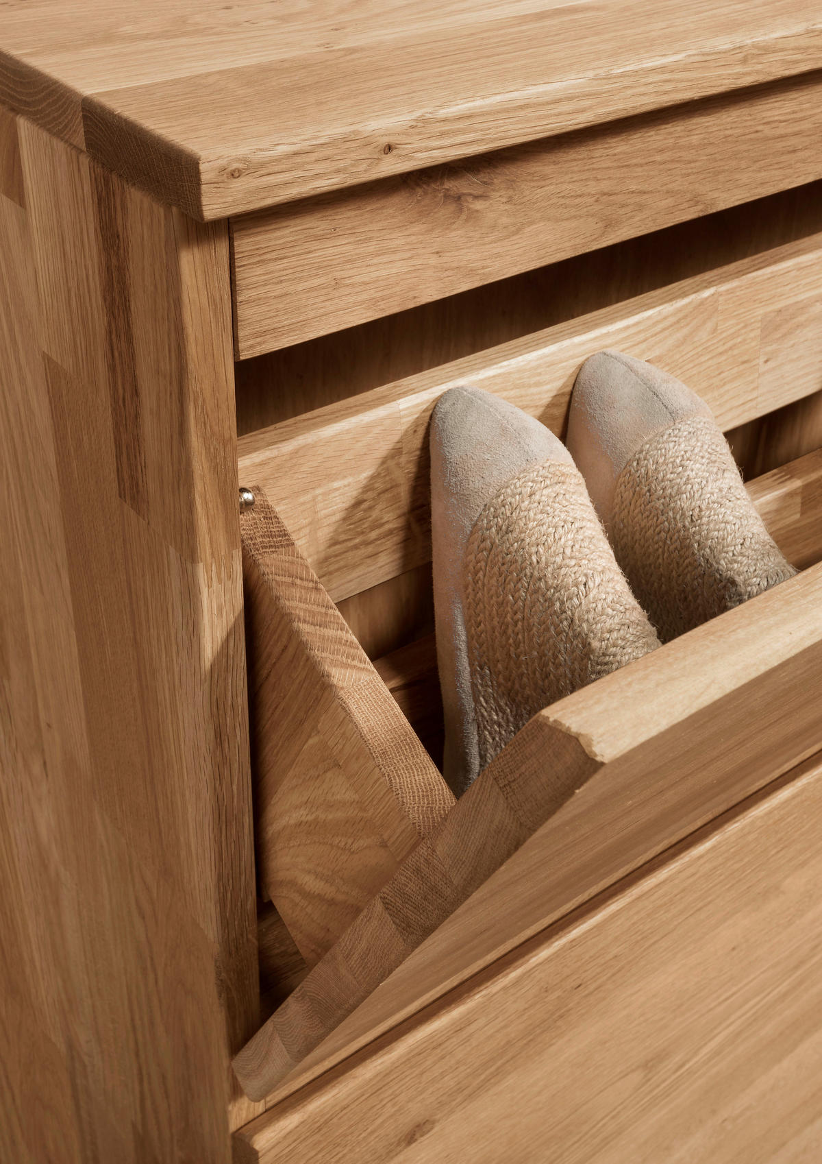 HÄNGESCHUHSCHRANK Asteiche vollmassiv Eichefarben  - Eichefarben, Natur, Holz (110/84/24cm) - Linea Natura