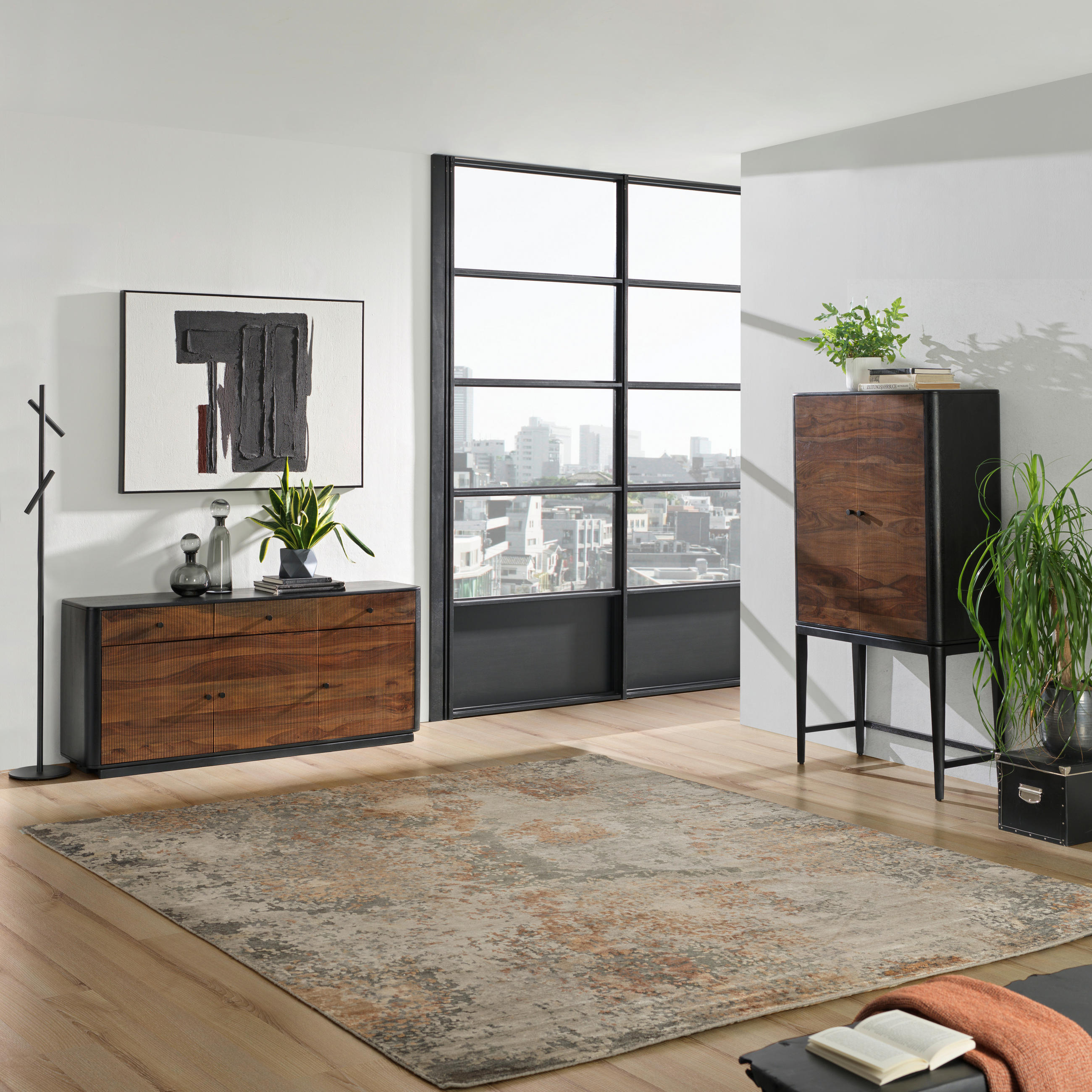SIDEBOARD Naturfarben, Schwarz, Braun  160/87/40 cm  - Schwarz/Naturfarben, Design, Holz/Metall (160/87/40cm) - Ambia Home