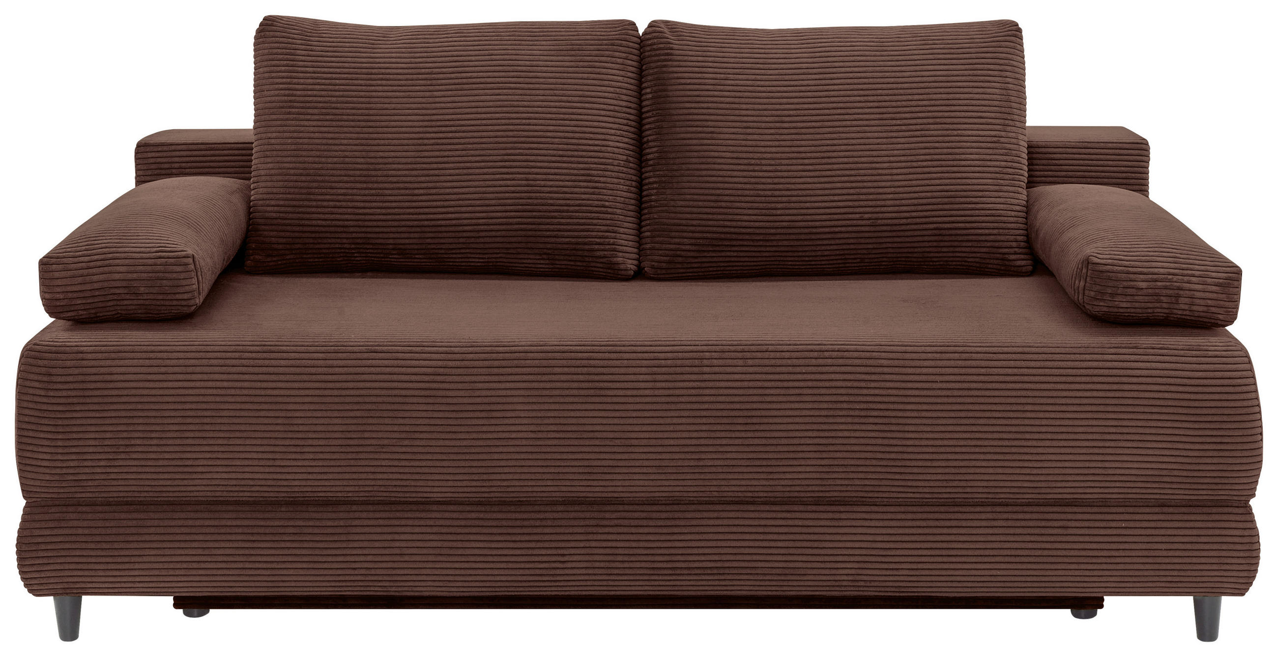 SCHLAFSOFA  mit Liegefunktion, Schlafen auf Sitzhöhe, Rücken echt Cord Braun  - Schwarz/Braun, KONVENTIONELL, Holz/Textil (196/96/103cm) - Carryhome