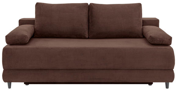 SCHLAFSOFA  mit Liegefunktion, Schlafen auf Sitzhöhe, Rücken echt Cord Braun  - Schwarz/Braun, KONVENTIONELL, Holz/Textil (196/96/103cm) - Carryhome