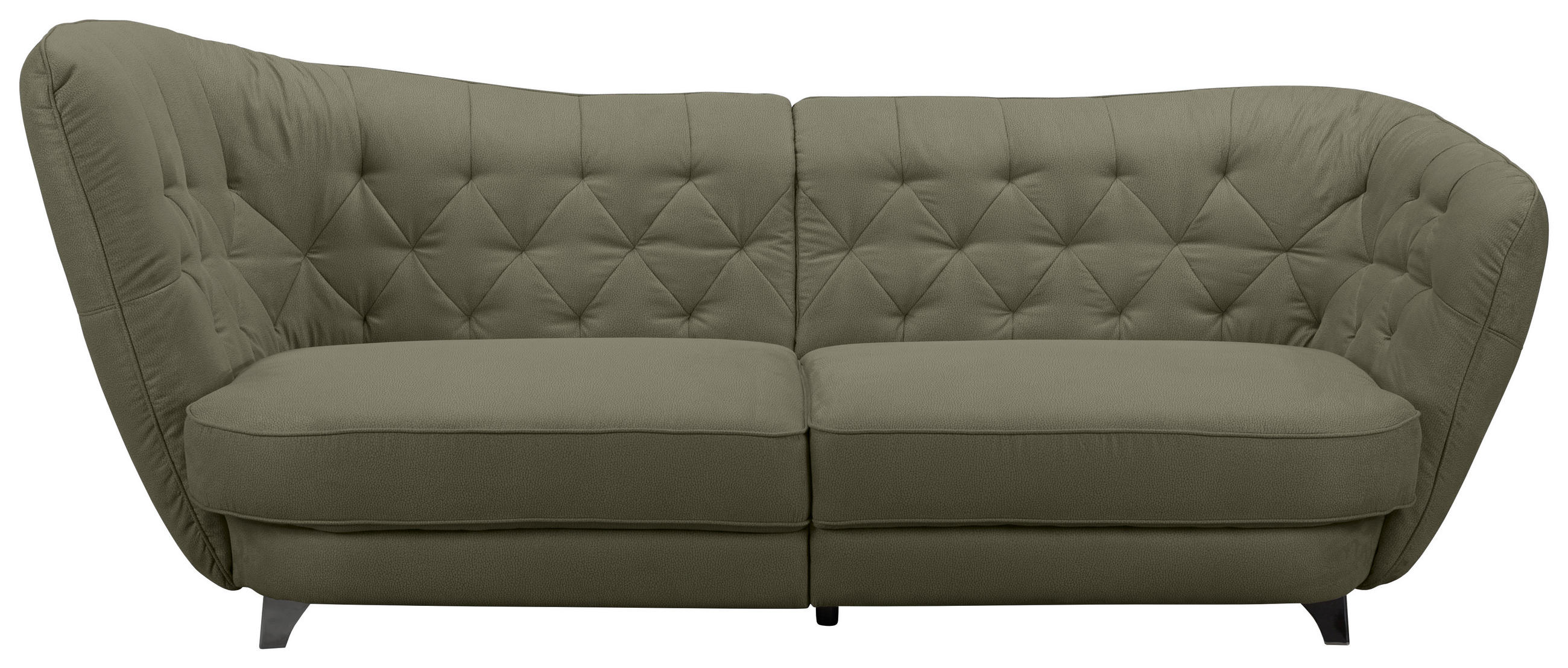 BIGSOFA  in Flachgewebe Grün  - Chromfarben/Grün, MODERN, Textil/Metall (256/85/115cm) - MID.YOU