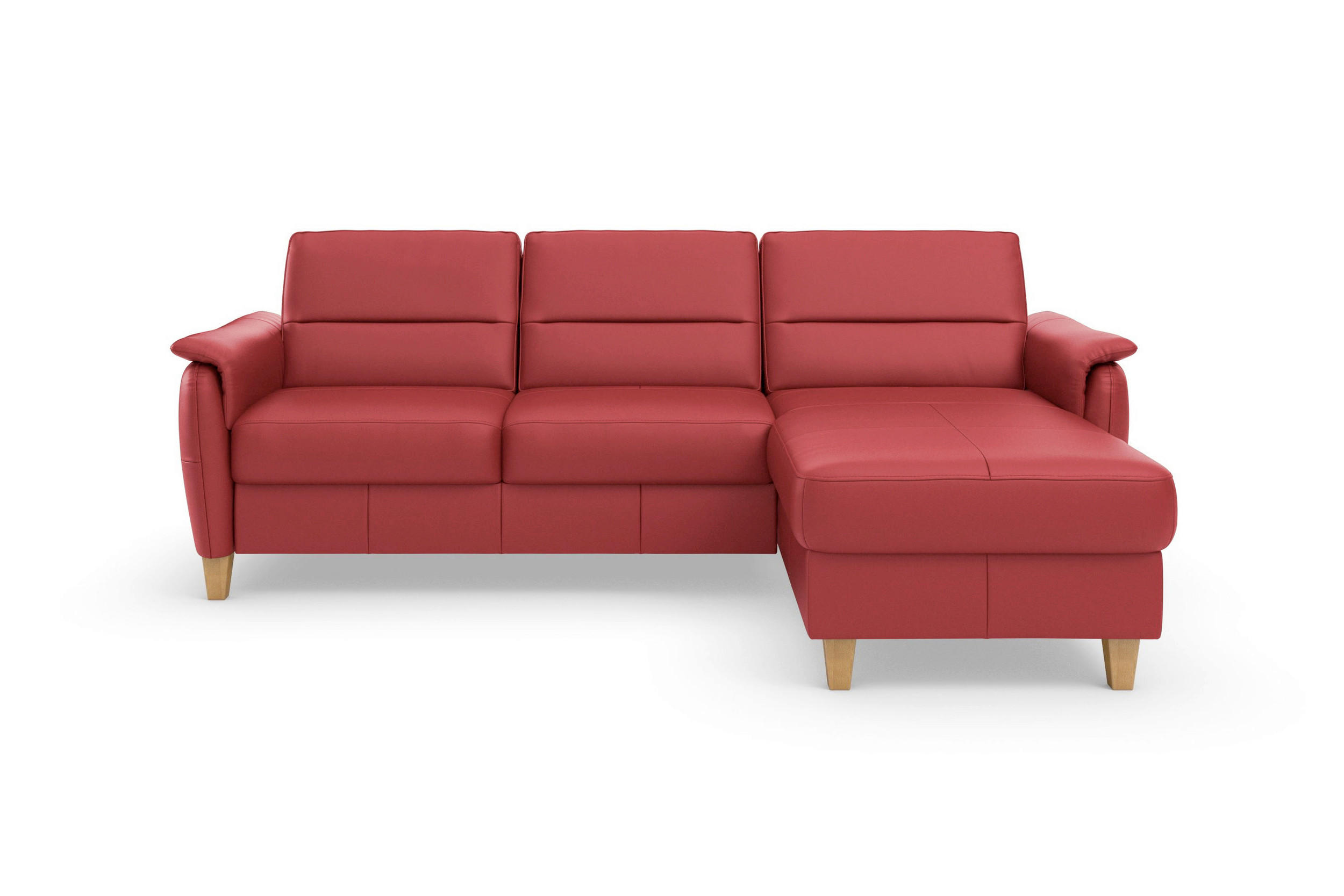 ECKSOFA 244/163 cm PALMERA E in Echtleder Rot  244/163 cm  - Eichefarben/Rot, Basics, Leder/Holz (244/163cm) - Sit & More