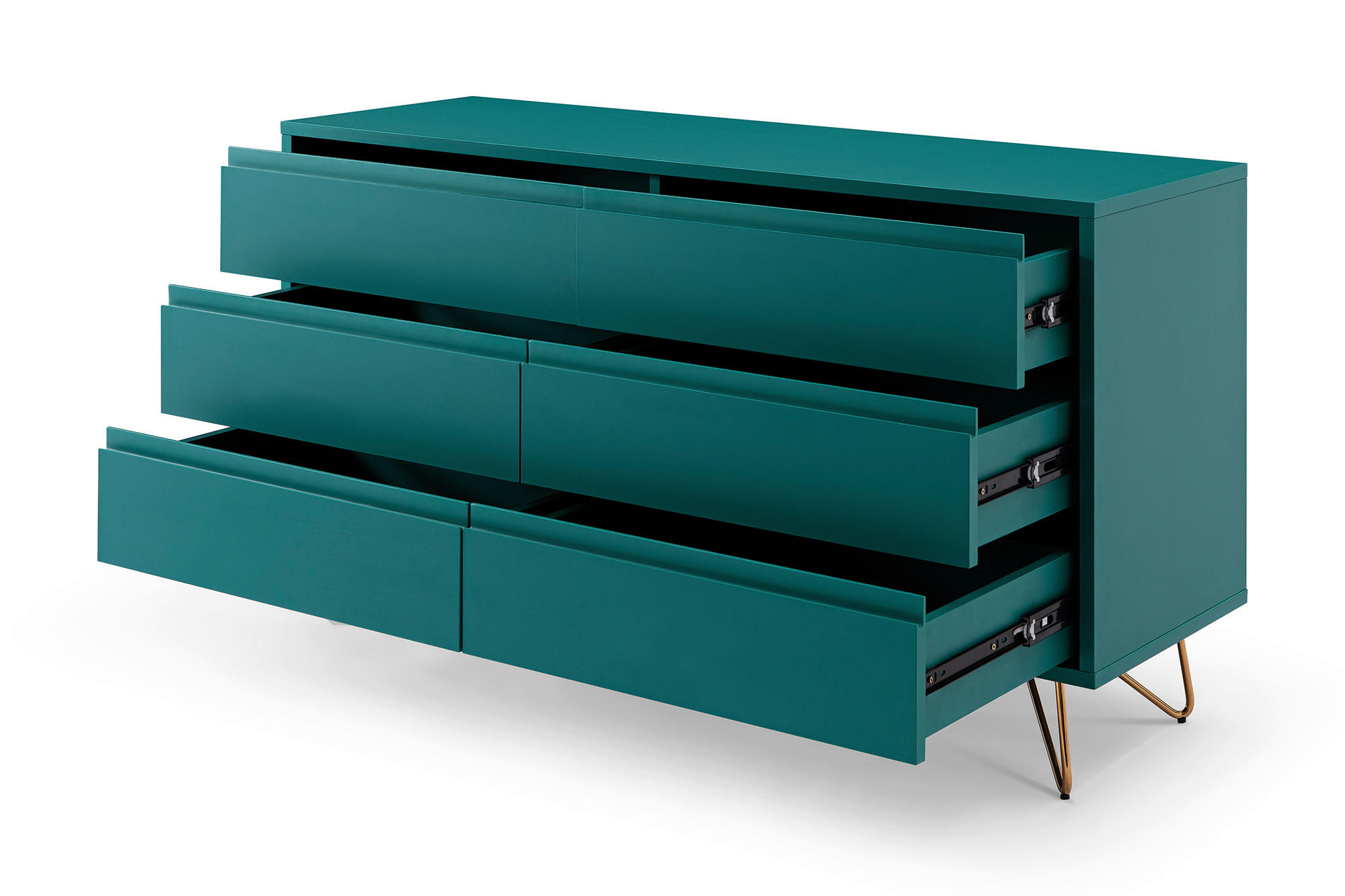 KOMMODE  in 120/70/40 cm  - Blau/Messingfarben, Design, Holzwerkstoff/Metall (120/70/40cm) - Livetastic