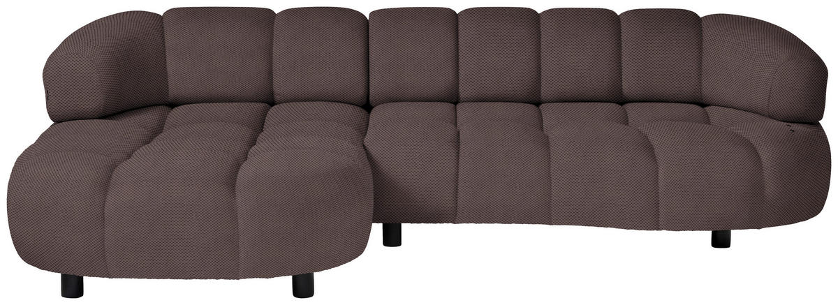 ECKSOFA Taupe Webstoff  - Taupe/Schwarz, Design, Holz/Textil (183/284cm) - Welnova